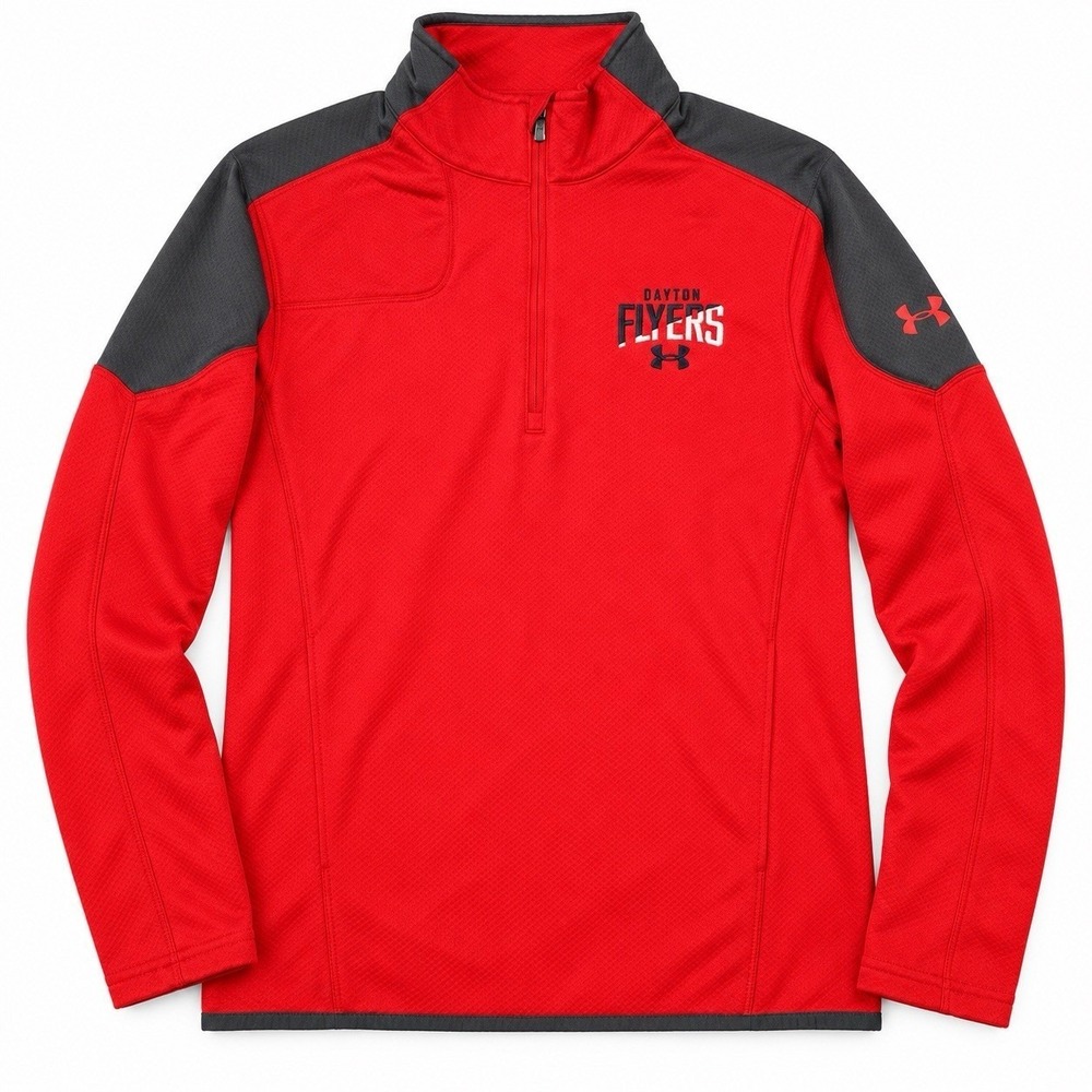 Under Armour Dayton Flyers 1/4 Zip Pullover Men Small Red Gray NCAA University